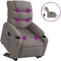 vidaXL Elektrischer Massagesessel mit Aufstehhilfe Taupe Stoff
