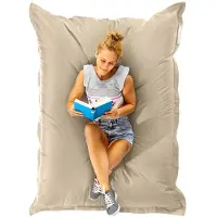 Green Bean Sitzsack "Square" XXL 140x180cm mit 380 Liter EPS Perlen - Riesensitzsack für Kinder & Erwachsene - Beige