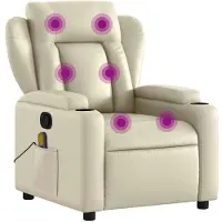 vidaXL Massagesessel mit Relaxfunktion, Kunstleder, Creme