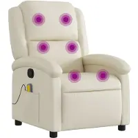 vidaXL Massagesessel mit Relaxfunktion, Kunstleder, Creme