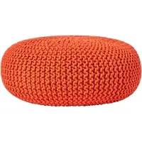 Homescapes STRICK-POUF orange, Bodenkissen rund 70/70/23 cm