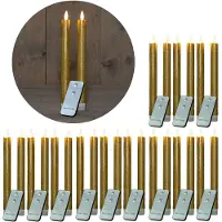 Novaliv LED Stabkerzen 24 Stück ECHTWACHS WEISS - mit Timer Funktion 6 Stunden in Gold | Gr.: onesize