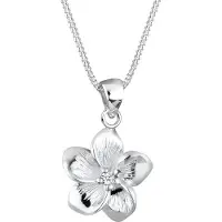 Elli DIAMONDS Halsketten - Halskette Frangipani Blüte Diamant (0.03 ct) 925 S - Gr. unisize - in Weiß - für Damen