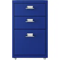 En.casa Rollcontainer Kökar mit 3 Schubladen 48x28x41 cm Blau