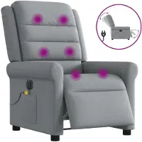 vidaXL Massagesessel Elektrisch Hellgrau Stoff