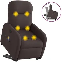 vidaXL Massagesessel mit Aufstehhilfe Dunkelbraun Stoff