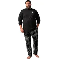Men Plus Langer Schlafanzug in schwarz | Gr.: 8XL