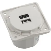 Berker USB Ladesteckdose 230 V, 2fach, 3A, A+C, Integro, polarweiß matt, USB A + USB C, Weiß, 230 V, 3 A, 1 Stück(e)