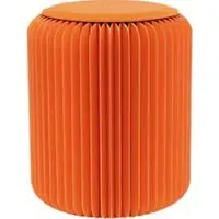 Meet by Paperflow Paperflow faltbarer Sitzhocker, Wabenkarton, Sitzkissen aus Kunstleder, Ø 300 mm x H 420 mm, bis 300 kg, orange