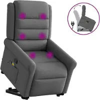 vidaXL Massagesessel mit Aufstehhilfe Dunkelgrau Stoff