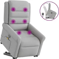 vidaXL Massagesessel mit Aufstehhilfe Wolkengrau Stoff
