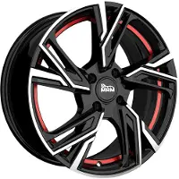 MAM WHEELS 16 Zoll Alufelge RS5 16"x6.50" 4x108 PCD ET20 65.1mm Felge Schwarz Rot Frontpoliert