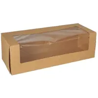Papstar 25 Tortenkartons mit Deckel eckig 10 cm x 32 cm x 12 cm mit Sichtfenster aus PLA