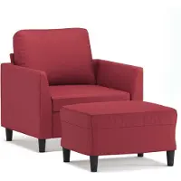 vidaXL Sessel mit Hocker Weinrot 60 cm Kunstleder