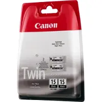 Canon BCI-15BK Tinte Schwarz (Doppelpack), Schwarz, Tinte auf Pigmentbasis, 2 Stück(e), 242 Seiten, Multipack
