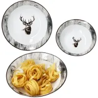 MamboCat 3tlg Servierschale Set Alois 650ml 1L & 1,3L Porzellan Hirsch Schüssel Beilagen