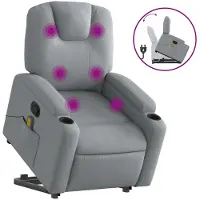 vidaXL Massagesessel mit Aufstehhilfe Hellgrau Stoff
