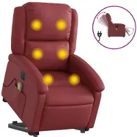 vidaXL Massagesessel mit Aufstehhilfe Elektrisch Weinrot Kunstleder