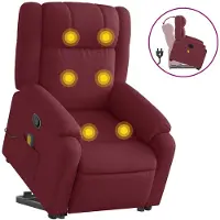 vidaXL Massagesessel mit Aufstehhilfe Weinrot Stoff
