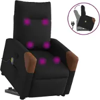 vidaXL Massagesessel mit Aufstehhilfe Schwarz Stoff