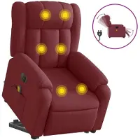 vidaXL Elektrischer Massagesessel mit Aufstehhilfe Weinrot Stoff