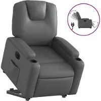 vidaXL Relaxsessel mit Aufstehhilfe Elektrisch Grau Kunstleder
