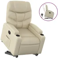 vidaXL Relaxsessel mit Aufstehhilfe Creme Kunstleder