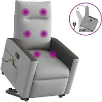 vidaXL Massagesessel mit Aufstehhilfe Wolkengrau Stoff