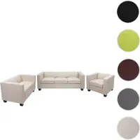 Mendler 3-2-1 Sofagarnitur Couchgarnitur Loungesofa Lille Kunstleder, creme