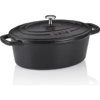 kela Kasserolle, 4,0 L, mit Deckel, Gusseisen, oval, schwarz, 29 x 23 cm, PFAS/PTFE frei - | Calido