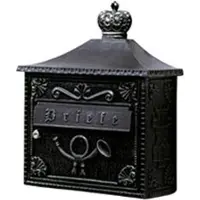 Albert Wandbriefkasten A-142330, schwarz-silber, Aluguss, 440x370x155mm