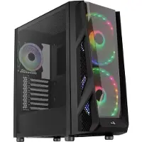 Aerocool NightHawk Duo, Tower, PC, Schwarz, ATX, EATX, micro ATX, Mini-ITX, Acrylnitril-Butadien-Styrol (ABS), SPCC, Blau, Grün, Rot