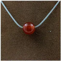 Bijoux Steine und Mineralien. Halskette 1 Perle Karneol aus Uruguay 8 mm Kette aus rostfreiem Stahl.