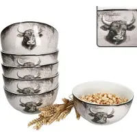 MamboCat Toro 6x Müslischale Ø14,2cm 460ml Porzellan 6 Pers Schüssel Kuh rosa Landhaus