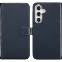 Selencia Samsung Galaxy S25 FE Hülle - Echtes Leder - - Klapphülle - Blau