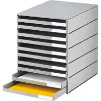 Styro Schubladenbox Styroval Pro, 10 Schubladen, offen, DIN C4, Polystyrol, öko-grau