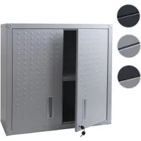 Mendler Hängeschrank HWC-O52, Wandschrank Lagerschrank Bücherschrank, abschließbar Stahl 77x77x31cm ~ hellgrau