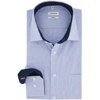 Seidensticker Business Hemd Herren Regular Fit Baumwolle blau kariert, 47 584654-0001-00470
