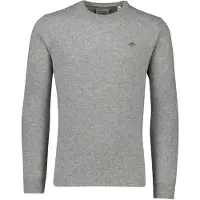 Gant für Herren. 87211 Pullover mit rundem Halsausschnitt aus sehr feiner grauer Schafswolle (M), Lässig