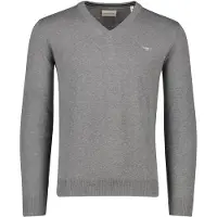 Gant Pullover Cotton V-Neck Herren Dark Grey Melange-XXXXL