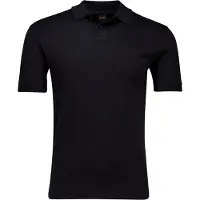 BOSS Orange Polo einfarbig schwarz normale Passform Baumwolle