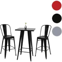 Mendler Set Stehtisch + 2x Barhocker HWC-A73, Barstuhl Bartisch, Metall Industriedesign schwarz