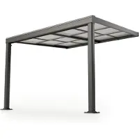 Juskys Terrassenüberdachung Jakarta 3x3 m mit Schiebedach - Terrassendach Aluminium - Doppelstegplatten - wetterfeste Überdachung mit UV-Schutz - Grau