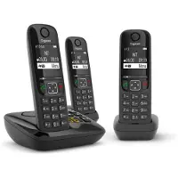 Gigaset AS690AR TRIO, Analoges/DECT-Telefon, Kabelloses Mobilteil, Freisprecheinrichtung, 100 Eintragungen, Schwarz