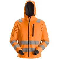 Snickers Workwear AllroundWork Hi-Vis Hoodie m. Reißverschluss, Kl. 2/3, EN 20471 High-Vis Orange-L