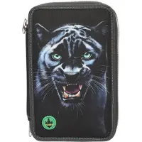 Dino World - Adventure World Triple Pencil Case LED PANTHER - Dark Grey