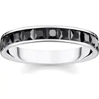 Thomas Sabo Fingerring "Steine Pavé" Gr. 58, silber (silberfarben, schwarz), Fingerringe, Damen, 58, Silber 925 (recycelt), 4mm, Fingerring, mit Zirkonia (synth.)