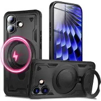 Nalia Cover "Stormguard" - MagSafe Panzer Schutz Hülle mit 360° Ring Ständer - Military Outdoor Case