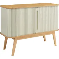 En.casa Kommode ‘Tysvær’ mit 2 Schiebetüren 110 x 40 x 80 cm Bambus / Cremeweiß