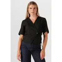 Neo Noir Damen Blazers Simmo Eyelet Blouse - Zwart - Größe 44